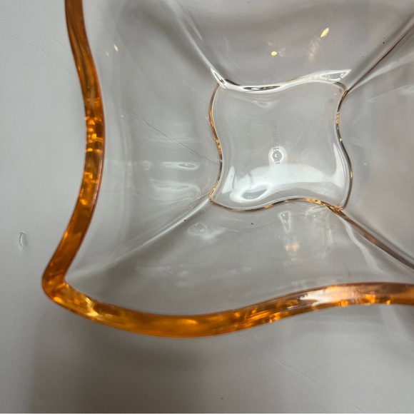 Villeroy & Boch Wave Dip Bowl Clear Glass With Deep Amber Rim 6" - Picture 2 of 6